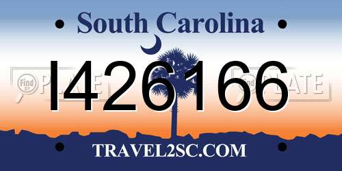 I426166 South Carolina License Plate
