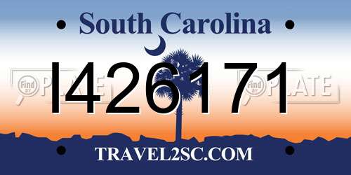 I426171 South Carolina License Plate