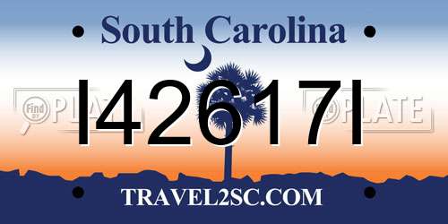 I42617I South Carolina License Plate
