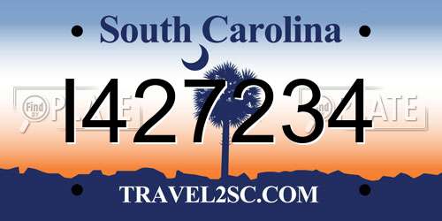 I427234 South Carolina License Plate
