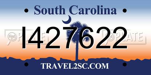 I427622 South Carolina License Plate