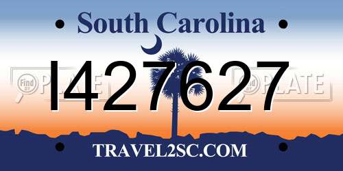 I427627 South Carolina License Plate