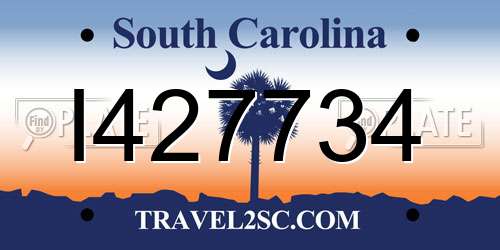 I427734 South Carolina License Plate