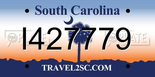 I427779 South Carolina License Plate