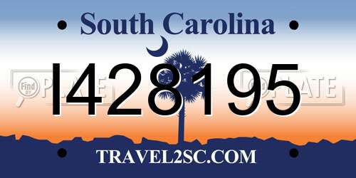 I428195 South Carolina License Plate