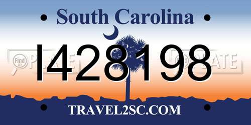 I428198 South Carolina License Plate