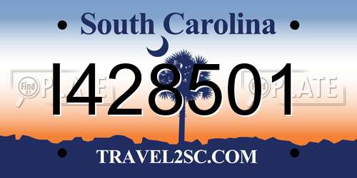 I428501 South Carolina License Plate