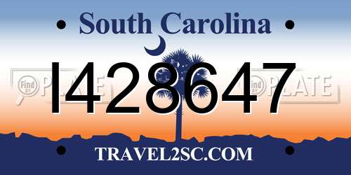 I428647 South Carolina License Plate