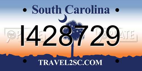 I428729 South Carolina License Plate