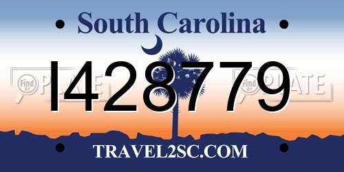 I428779 South Carolina License Plate