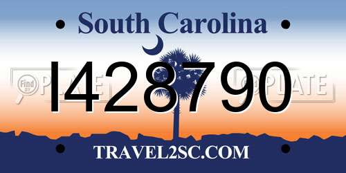 I428790 South Carolina License Plate
