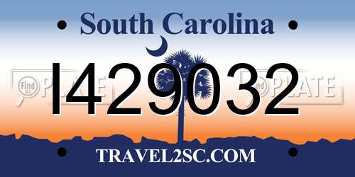 I429032 South Carolina License Plate