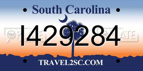 I429284 South Carolina License Plate