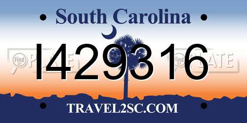 I429316 South Carolina License Plate