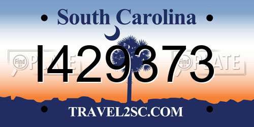 I429373 South Carolina License Plate