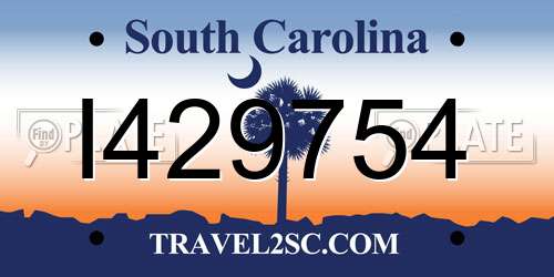 I429754 South Carolina License Plate