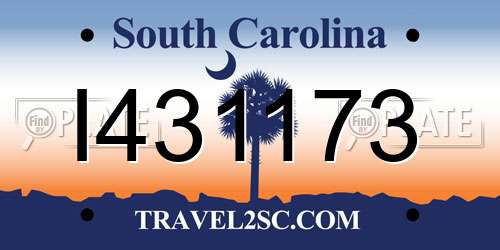 I431173 South Carolina License Plate