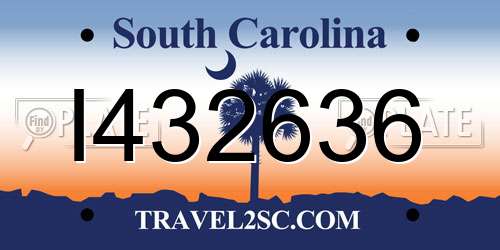 I432636 South Carolina License Plate