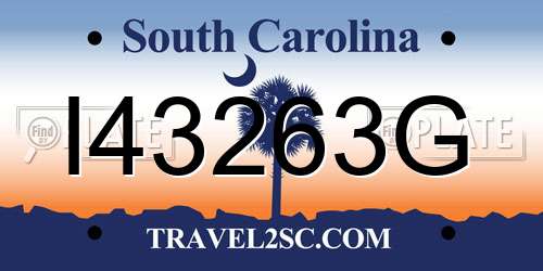 I43263G South Carolina License Plate