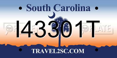 I43301T South Carolina License Plate