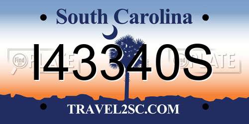 I43340S South Carolina License Plate