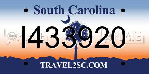 I433920 South Carolina License Plate