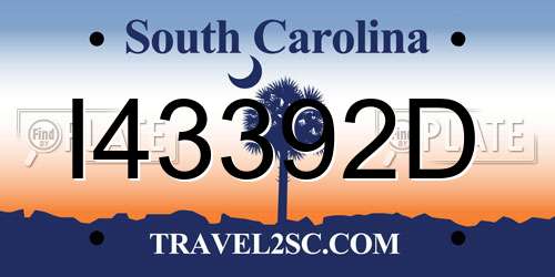 I43392D South Carolina License Plate