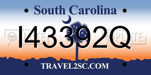 I43392Q South Carolina License Plate