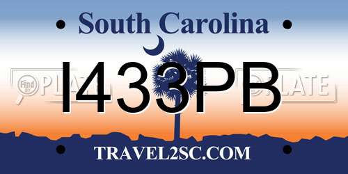 I433PB South Carolina License Plate