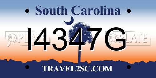 I4347G South Carolina License Plate