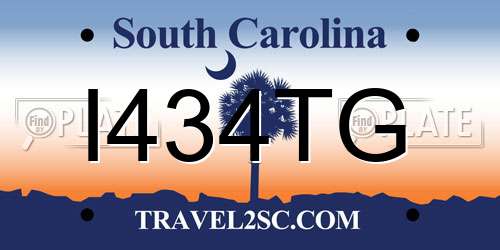 I434TG South Carolina License Plate