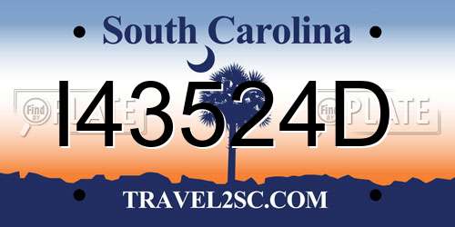I43524D South Carolina License Plate
