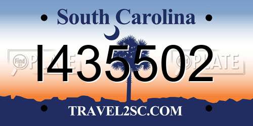 I435502 South Carolina License Plate