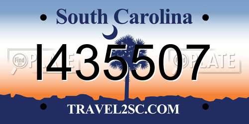I435507 South Carolina License Plate