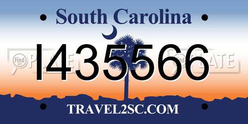 I435566 South Carolina License Plate