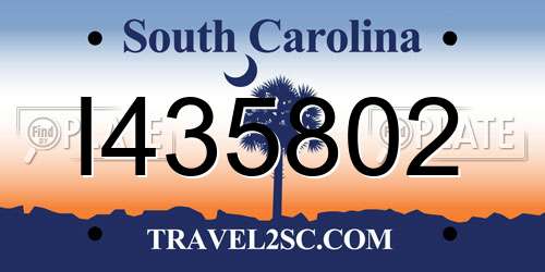 I435802 South Carolina License Plate