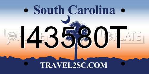 I43580T South Carolina License Plate