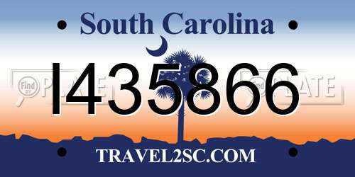 I435866 South Carolina License Plate