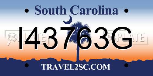 I43763G South Carolina License Plate
