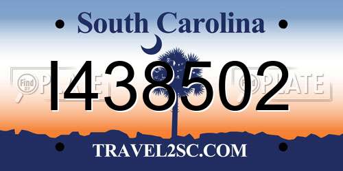 I438502 South Carolina License Plate