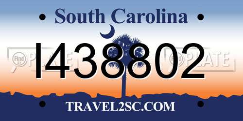 I438802 South Carolina License Plate