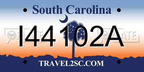 I44102A South Carolina License Plate
