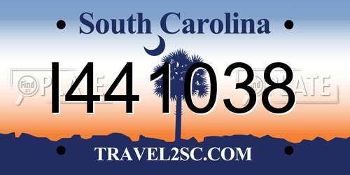 I441038 South Carolina License Plate