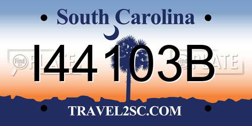 I44103B South Carolina License Plate