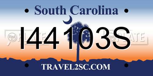 I44103S South Carolina License Plate