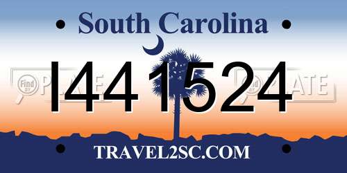 I441524 South Carolina License Plate