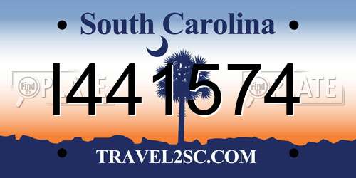 I441574 South Carolina License Plate
