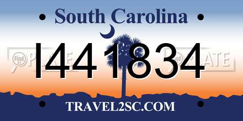 I441834 South Carolina License Plate