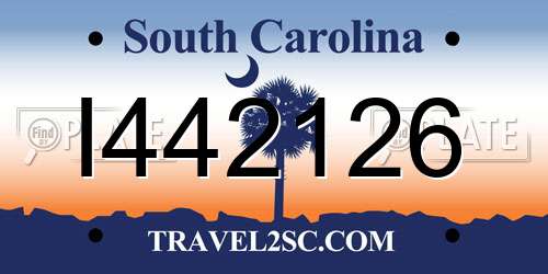 I442126 South Carolina License Plate