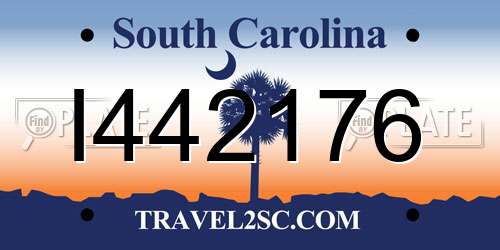 I442176 South Carolina License Plate
